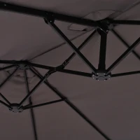 Outsunny Ombrellone Doppio da Giardino in Metallo e Poliestere Anti-UV Impermeabile, 445x270x260cm, Grigio(m-9)