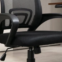 HOMCOM Silla de Escritorio de Malla Giratoria con Altura Ajustable Función de Basculante y Reposabrazos Carga 120 kg Negro(m-9)