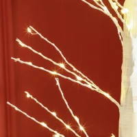 HOMCOM Kunsttanne mit LED-Beleuchtung, 180 cm hoher Weihnachtsbaum, realistische Rinde, Weiß(m-9)