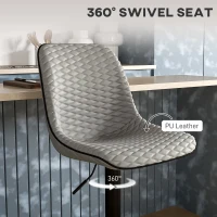 HOMCOM Set of Two Faux Leather Bar Stools - Grey(m-6)