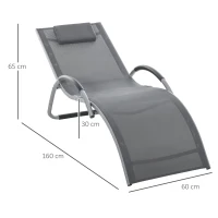 Outsunny Gartenliegen mit Kissen Sonnenliege Relaxliege ergonomisch Aluminium Texteline Dunkelgrau 160 x 60 x 65 cm(m-3)