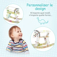 HOMCOM Cheval à Bascule zèbre - Cheval à Bascule en Bois - Jeu à Bascule Bois - poignées Repose-Pied Anneau de sécurité(m-4)