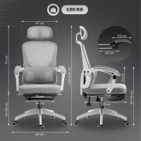 HOMCOM Multi-Adjustable Mesh Back Office Chair - Grey(m-3)
