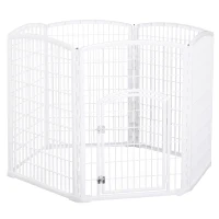 PawHut Luxe parc enclos modulable 6 panneaux + 1 porte verrouillable pour chiens lapins rongeurs petits animaux intérieur et extérieur 65 x1.7 x 95 cm plastique PP blanc(m-1)