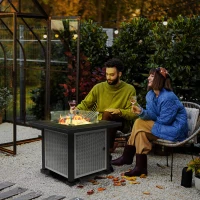Outsunny 81 x 81cm 50,000 BTU Gas Fire Pit Table - Grey(m-2)