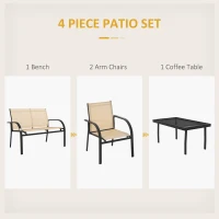 Outsunny Four-Piece Curved Steel Garden Dining Set  - Beige/Grey(m-4)