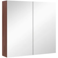 kleankin Double Door Bathroom Mirror Cabinet, Wall Mounted Bathroom Storage Cabinet, Soft Closing, 63L x 60Hcm(m-1)