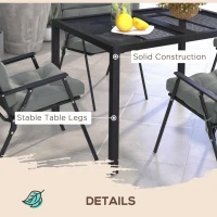 Outsunny Four-Seater Steel Garden Table, with Wired Top - Grey(m-6)