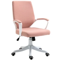Vinsetto Bürostuhl Schreibtischstuhl Home-Office-Stuhl mit Wippenfunktion Rückenlehne höhenverstellbarer dick gepolstert ergonomisch 360°-Drehräder Polyester Nylon PP Rosa+Weiß 62x69x92-100 cm(m-11)