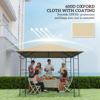 Outsunny 3 x 3(m) Gazebo Canopy Replacement Cover, Garden Gazebo Roof Replacement with Drain Holes, Water Resistant PVC Coating, 370g/㎡, UPF30+, TOP COVER ONLY, Beige(m-6)