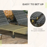 Outsunny Set of Two Reclining Rattan Sun Loungers, with Cushions - Grey(m-5)