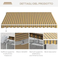 Outsunny Tenda da Sole per Esterno Avvolgibile a Bracci con Apertura a Manovella, 350x250 cm, Giallo(m-7)