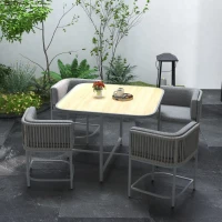 Outsunny 4-Seater Rattan Cube Garden Furniture Set with Cushions - Grey(m-2)