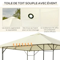 Outsunny Tonnelle Barnum pavillon de Jardin dim. 3L x 3l x 2,6H m métal époxy Toile Polyester Haute densité crème(m-5)