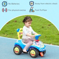 AIYAPLAY Foot to Floor oddler Ride on Toy w/ Music, Light, Horn, Under Seat Storage, Anti-Over-Backwards Device, Blue(m-7)