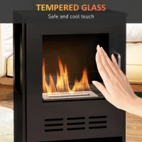 HOMCOM Ethanol Fireplace Stove with Shelf, Freestanding Bioethanol Fire, Indoor Ethanol Burner with 0.9 Litres Volume, Burns for Up to 3.3 Hours, 27 Inch, Black(m-6)