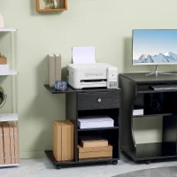 Vinsetto Mobile Printer Stand Rolling Cart Desk Side with CPU Stand Drawer Adjustable Shelf and Wheels 60cmx40cmx68.5cm Black(m-2)