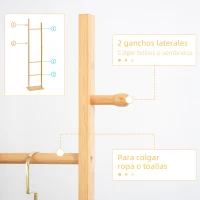 HOMCOM Perchero de Pie de Bambú Estilo Moderno con Ganchos y Barras para Entrada Pasillo Dormitorio 36x24x168 cm Natural(m-4)