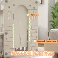 AIYAPLAY Casetta per Bambini 1-6 Anni da Interno con Porte, Finestre e Bancone da Negozio, Crema(m-7)