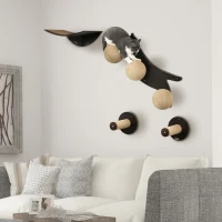 PawHut Cat Wall Furniture, with Curved Platforms, Scratching Posts - Brown(m-10)