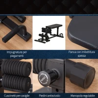 HOMCOM Squat Machine 3 in 1 con Altezza Regolabile e Panca Inclinabile in Acciaio, 100x58x46cm, Nero(m-5)