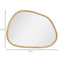 HOMCOM Specchio da Parete Moderno con Bordi Irregolari e Cornice in Legno per Camera e Ingresso, 70x50cm(m-3)