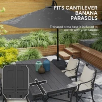 Outsunny Parasol Base Plastic Umbrella Stand for Cantilever Parasol with Wheels, Heavy Duty Umbrella Stand, Water/Sand Filled(m-4)