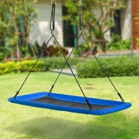 Outsunny Columpio para Niños de Jardín Nido Rectangular hasta 150 kg +3 Años con Cuerdas Ajustables Tela Oxford 900D y Metal 150x80x180 cm Azul(m-2)