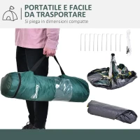 Outsunny Tenda da Campeggio 2 Posti con Apertura Automatica, Tasche Interne e Tappetino, 205x195x135 cm, Verde Oliva(m-5)