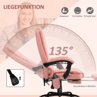 Vinsetto Massage-Bürostuhl, 7 Vibrationspunkte, verstellbare Fußstütze & Lehne, bis 120 kg, Lederoptik, Rosa(m-5)