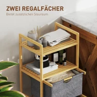 HOMCOM Bambus-Wäscheregal, mit 2 Wäschekörben aus Stoff, offene Ablagen, platzsparend, Naturholz(m-5)