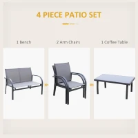 Outsunny Four-Piece Minimal Garden Patio Set - Grey(m-4)