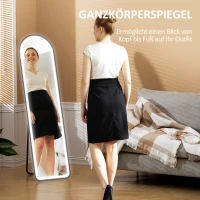 HOMCOM Ganzkörperspiegel, 150 x 40 cm, Freistehender Spiegel mit dimmbaren LED-Lichtern für Wohnzimmer, Schlafzimmer(m-4)