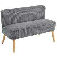 HOMCOM 2-Sitzer Polstersofa, Holz, Samtartiges Polyester, Schaumstoff, 117 x 56,5 x 77 cm, Grau