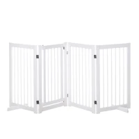 PawHut Barrera de Seguridad para Perros Plegable de 4 Paneles Barrera de Seguridad para Escalera Pasillo 220x36x91 cm Blanco(m-1)