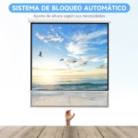 HOMCOM Pantalla de Proyección Portátil 99 Pulgadas Formato 1:1 para Interior y Exterior Cine en Casa Patio 178x178 cm Blanco(m-4)