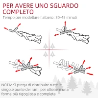 HOMCOM Albero di Natale Artificiale 180cm con 793 Rami, Luci LED e Rami Innevati, Verde(m-8)