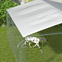 PawHut Kennel per Cani in Metallo con Tettuccio in Tessuto Oxford e Porta con Blocco, 4x4x2.3m(m-9)