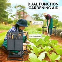 Outsunny Steel Frame Padded Garden Kneeler, with Tool Bag - Grey(m-4)