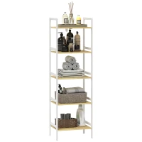 HOMCOM Five-Tier Bamboo Adjustable Shelf Storage Unit(m-1)