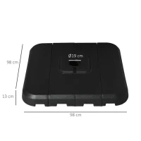 Outsunny Ensemble de 4 pieds de parasols poids pour supports de parasol base de lestage parasol remplissage eau ou sable jusqu'à 90 kg/130 kg HDPE 98 x 98 x 13 cm noir(m-3)