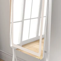 HOMCOM Free Standing Dressing Mirror with LED Lights, Full Length Mirror with 3 Temperature Colours and Storage Shelf(m-9)