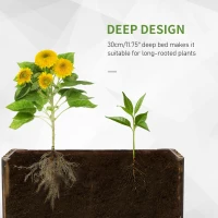 Outsunny 100L Raised Flower Bed Wooden Rectangular Planter Container Box Flower Pot Herb Pot 100L x 38.5W x 40H (cm)(m-6)