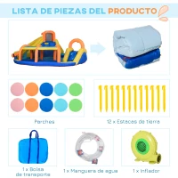 Outsunny Castillo Inflable para Niños de 3-8 Años con Cesta de Baloncesto Piscina y Bolsa de Transporte 435x435x200 cm Multicolor(m-8)