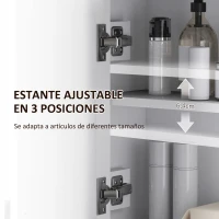 HOMCOM Armario de Pared para Baño Mueble de Baño Suspendido con 2 Puertas de Ratán PE Estante Ajustable 60x19,5x49,4 cm Blanco(m-7)