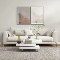 HOMCOM Tavolino da Caffè da Salotto e Studio, a 3 Livelli in MDF con 2 Piani Rotanti, 60x60x33.5 cm, Bianco(m-7)