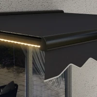 Outsunny 3 x 2.5m Electric Awning with LED Light, Aluminium Frame Retractable Awning Sun Canopies for Patio Door Window(m-9)
