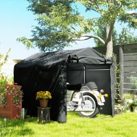 Outsunny 2.2 x 1.6 m Garden Storage Tent, Waterproof Anti-UV Bike Tent with Roll-up Zipper Door, Galvanised Outdoor Storage Shelter Carport for Bike, Motorbike, Garden Tools, Dark Grey(m-2)