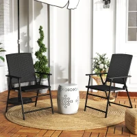 Outsunny Set of Two Folding Rattan Seat Chairs - Black(m-2)