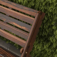 Outsunny Gartenbank für 2 Personen, rustikales Design, klappbar, Naturholz, 122 x 63 x 83 cm, karbonisierte Oberfläche(m-9)